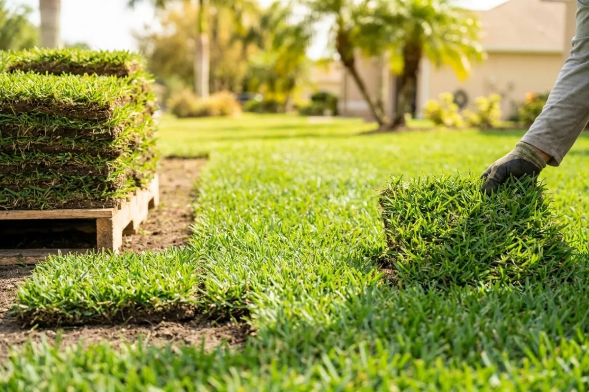 Fungal lesions on St. Augustine sod in a Tampa Bay backyard